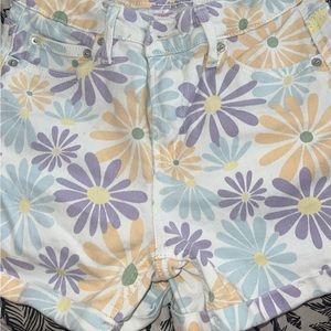 floral jean shorts